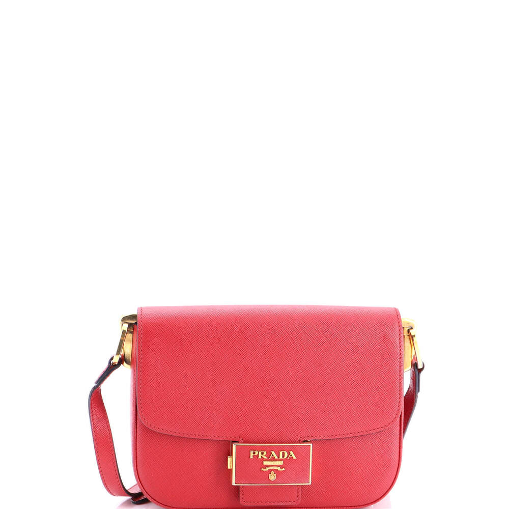 Prada Small Embleme Flap Bag Saffiano Leather